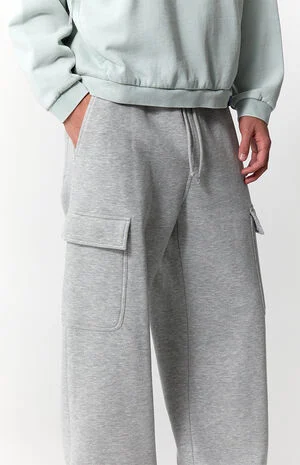 Gray Fleece Extreme Baggy Cargo Sweatpants&nbsp; image number 5