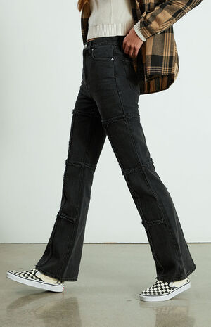 Eco Black Frayed High Waisted Bootcut Jeans image number 4