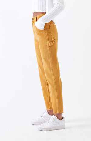 Gold High Rise Carpenter Pants image number 4