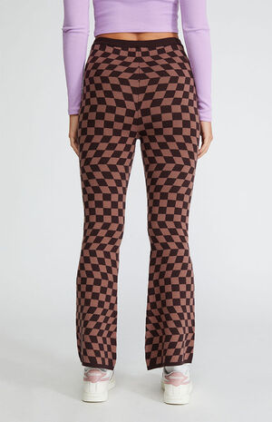 Brown Printed Sweater Flare Pants image number 3