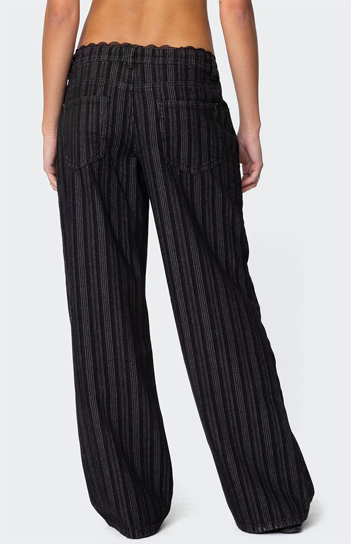 Edikted Lace Trim Striped Low Rise Jeans | PacSun