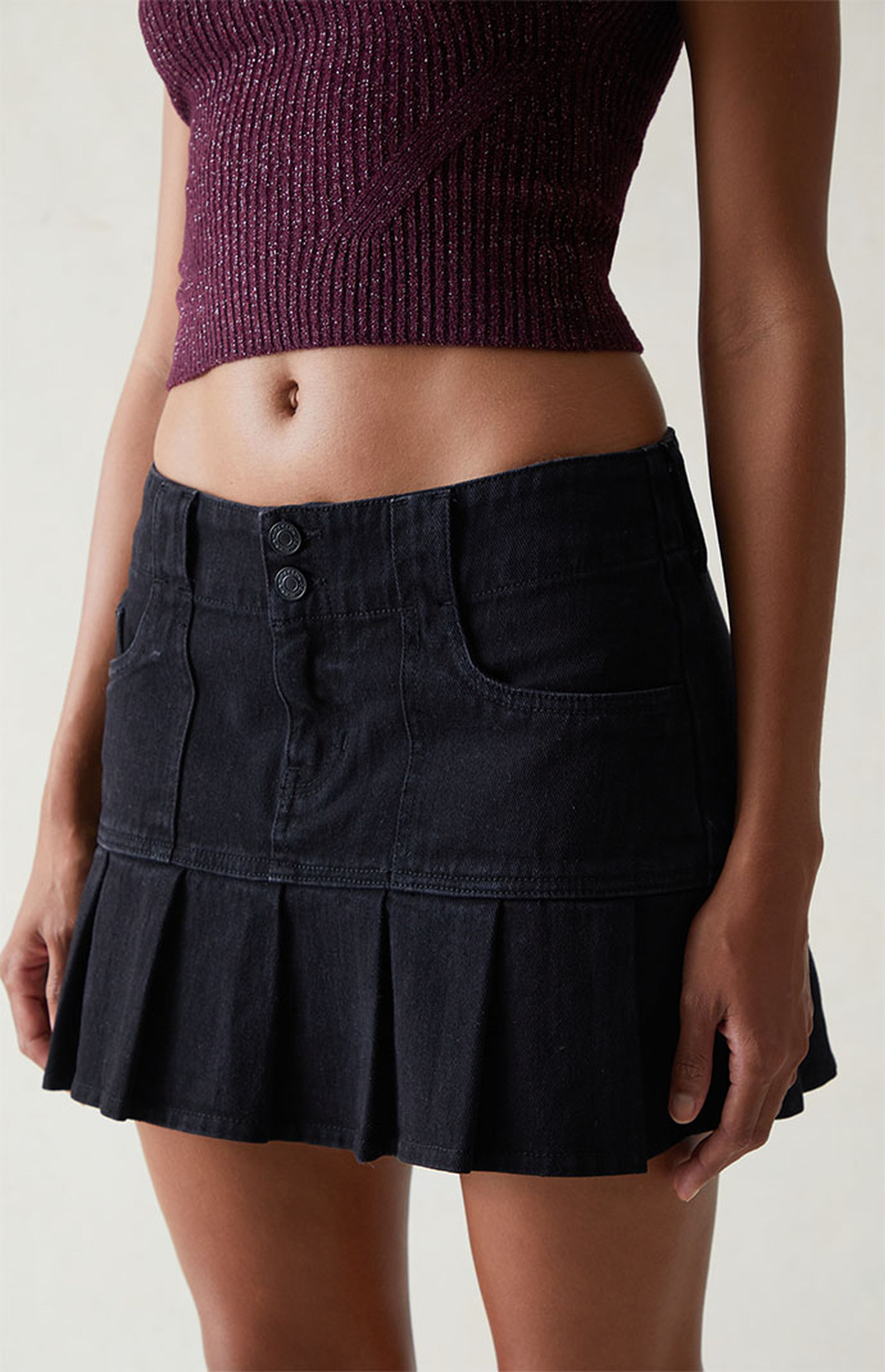 PacSun Black Low Rise Pleated Mini Skirt PacSun