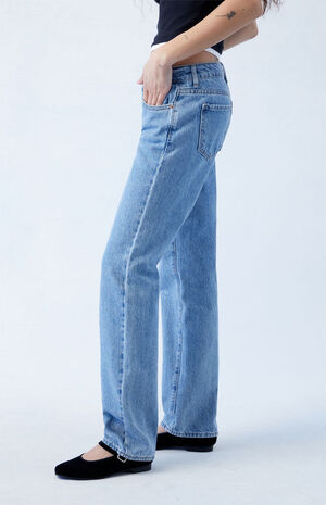 Medium Indigo Low Rise Straight Leg Jeans image number 2
