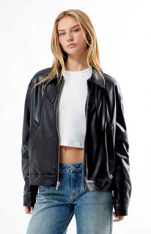 PacSun Black Faux Leather Oversized Jacket | PacSun