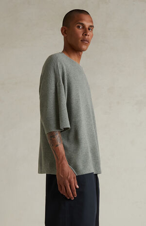 Concrete Heather Waffle Knit Short Sleeve T-Shirt image number 4