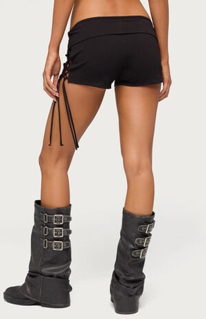 Saffyre Lace Up Foldover Shorts image number 3