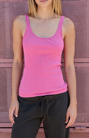 Pink Ribbed Amaya Tank Top image number 2