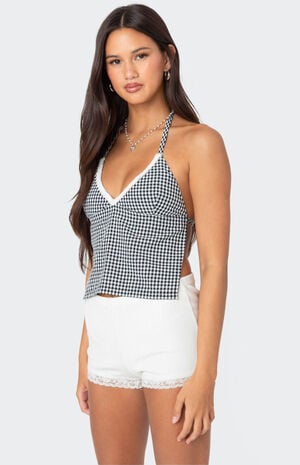 Charmaine Open Back Gingham Top image number 4