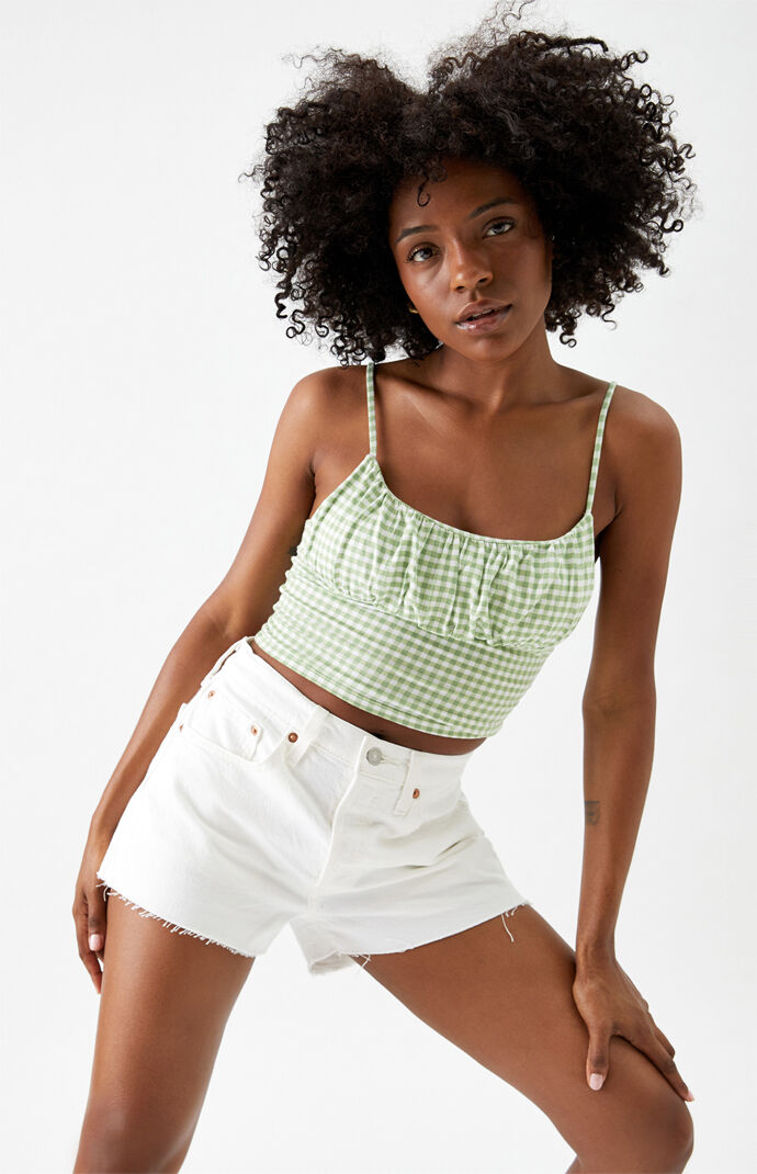 White 501 High Waisted Denim Shorts