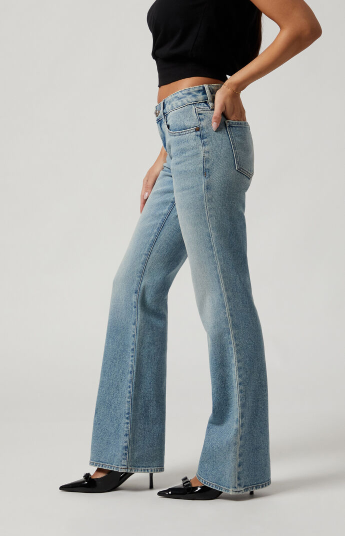 デニム・ジーパン +5cm Patent Jade Cooling Bootcut Denim (308) Pacsun Jade Low Rise Bootcut Jeans Light Indigo | PacSun