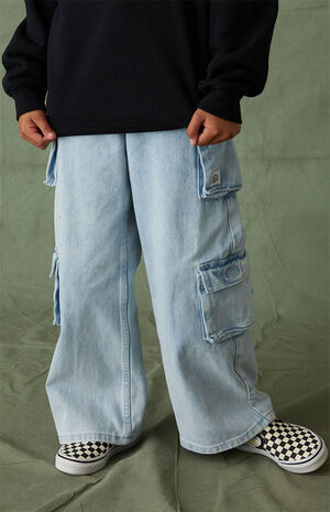 Light Blue Baggy Cargo Jeans image number 2