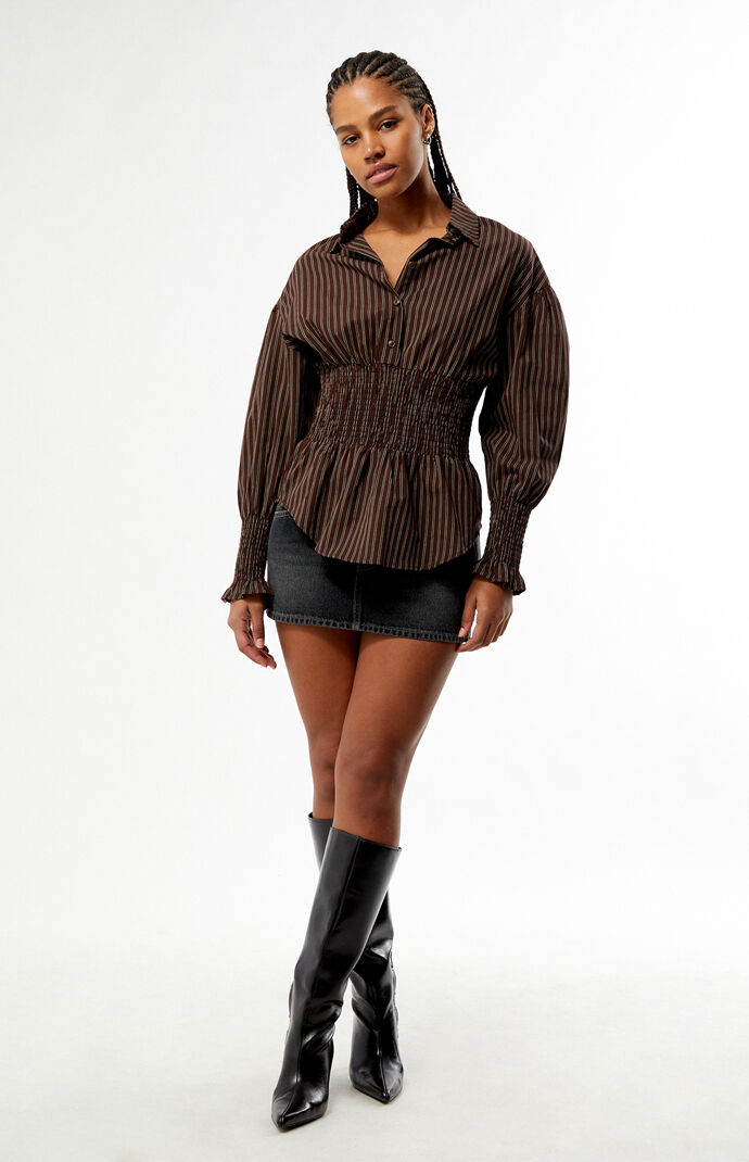 Daisy Street Dash Striped Long Sleeve Shirt