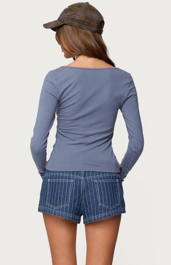 Edikted Moreen Ribbed Long Sleeve T-Shirt