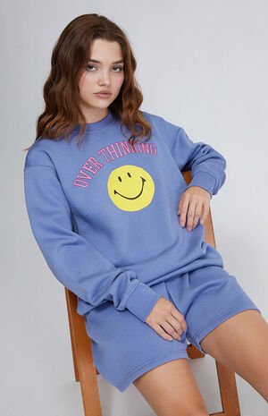 Smile Overthinking Crew Neck Sweatshirt image number 1
