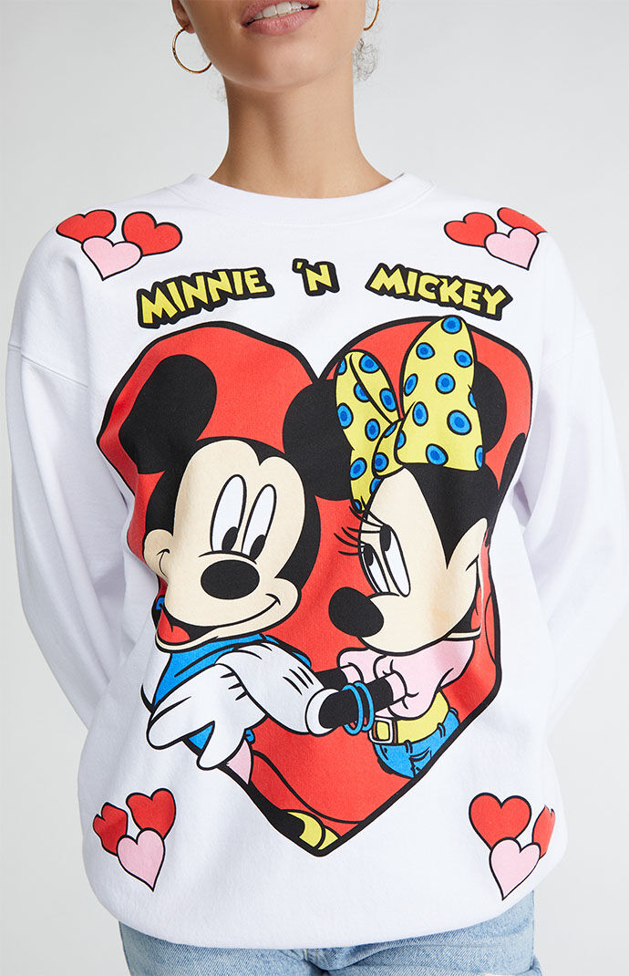 Mickey Minnie Hearts Crew Neck Sweatshirt