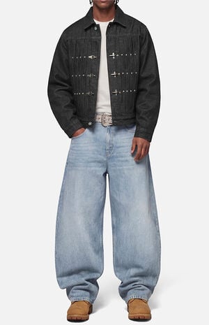 Inverted Graphic Baggy Barrel Jeans image number 3
