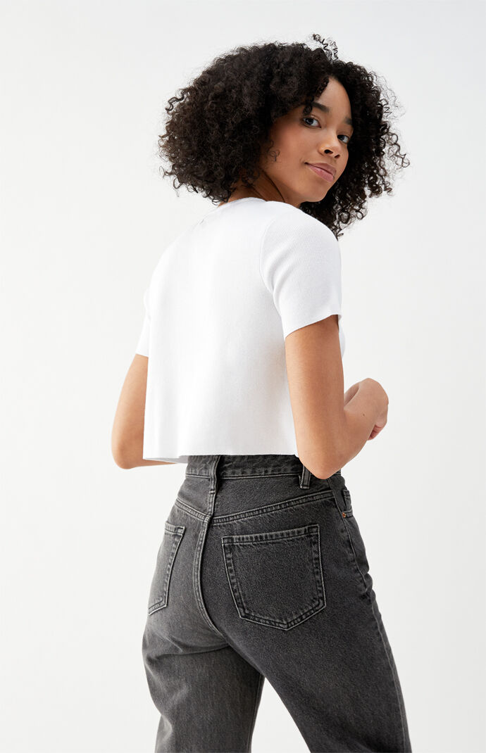 Short Sleeve Cardigan Sweater Top
