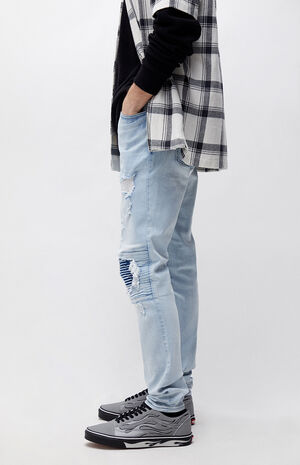 Light Indigo Stacked Skinny Jeans image number 3