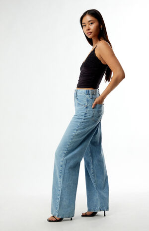 Light Indigo Cinch Baggy Jeans image number 1