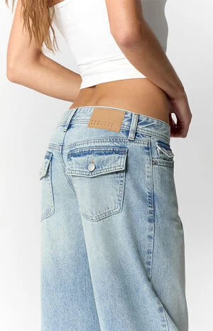 Kaia Ultimate Low Rise Baggy Jeans Button Pocket Light Blue image number 5