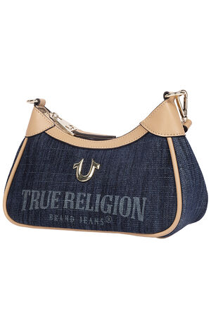 Blair Dark Denim and Faux Leather Shoulder Bag image number 4