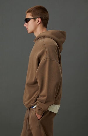 Brown Vintage Wash Heavyweight Fleece Hoodie image number 3