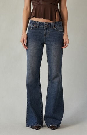 Charlie Low Rise Baggy Bootcut Jeans Double Button Dark Indigo image number 2