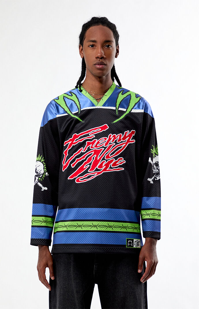Enemy NYC Black & Green Diluted Hockey Jersey