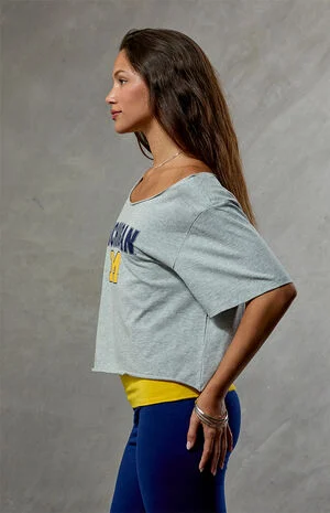 Michigan Wolverines Off-The-Shoulder Oversized T-Shirt image number 4