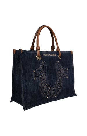 Andi Horseshoe Applique Denim Tote Bag image number 2