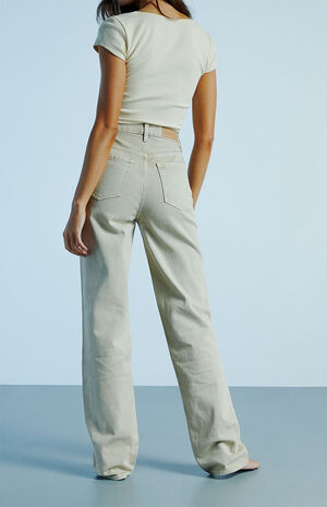 Omvendt tilskadekomne Højde PacSun Beige Asymmetrical Waistband '90s Boyfriend Jeans | PacSun