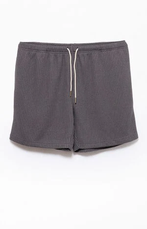 Charcoal Gray Waffle Knit Shorts image number 1