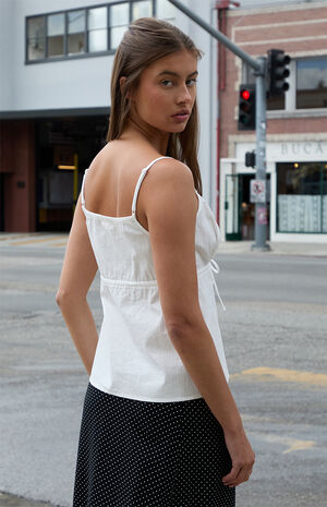 White Tonal Stripe Tiffany Tank Top image number 3