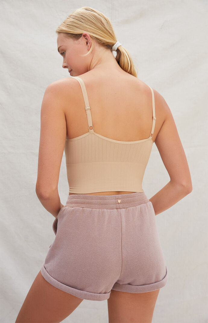 Seamless Ribbed V-Neck Longline Bralette