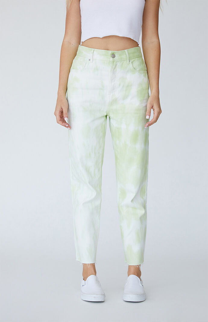 Lime Tie Dye High Waisted Straight Leg Jeans
