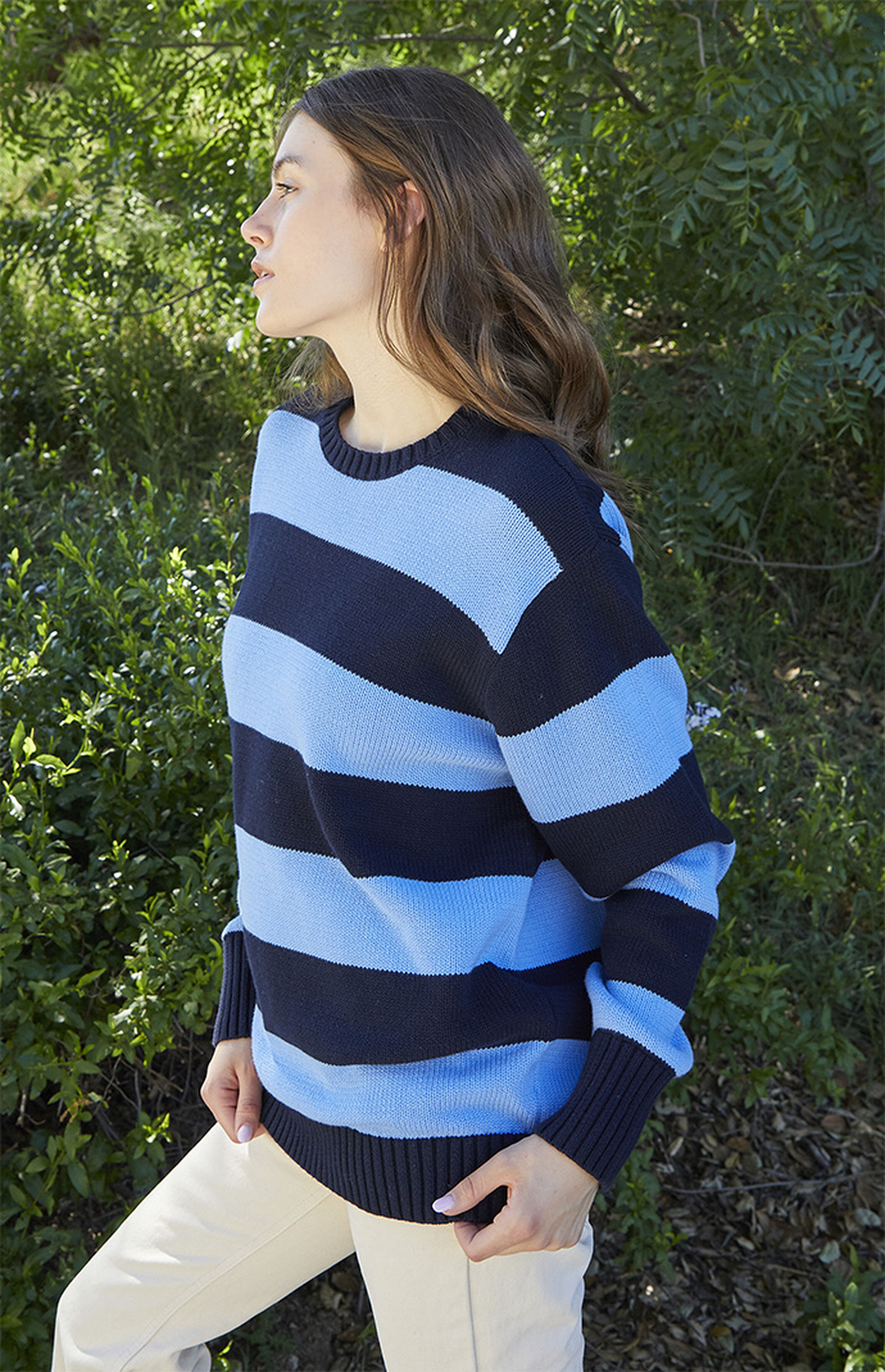 John Galt Navy & Light Blue Striped Brianna Sweater PacSun