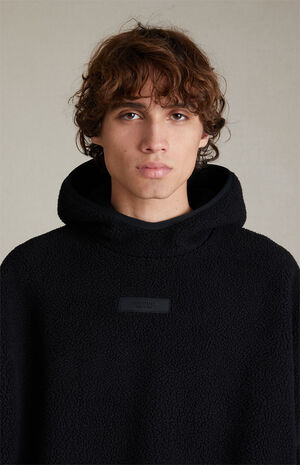 Jet Black Sherpa Polar Fleece Hoodie image number 4