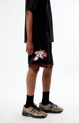 NBA Philadelphia 76ers Black Mesh Shorts image number 3