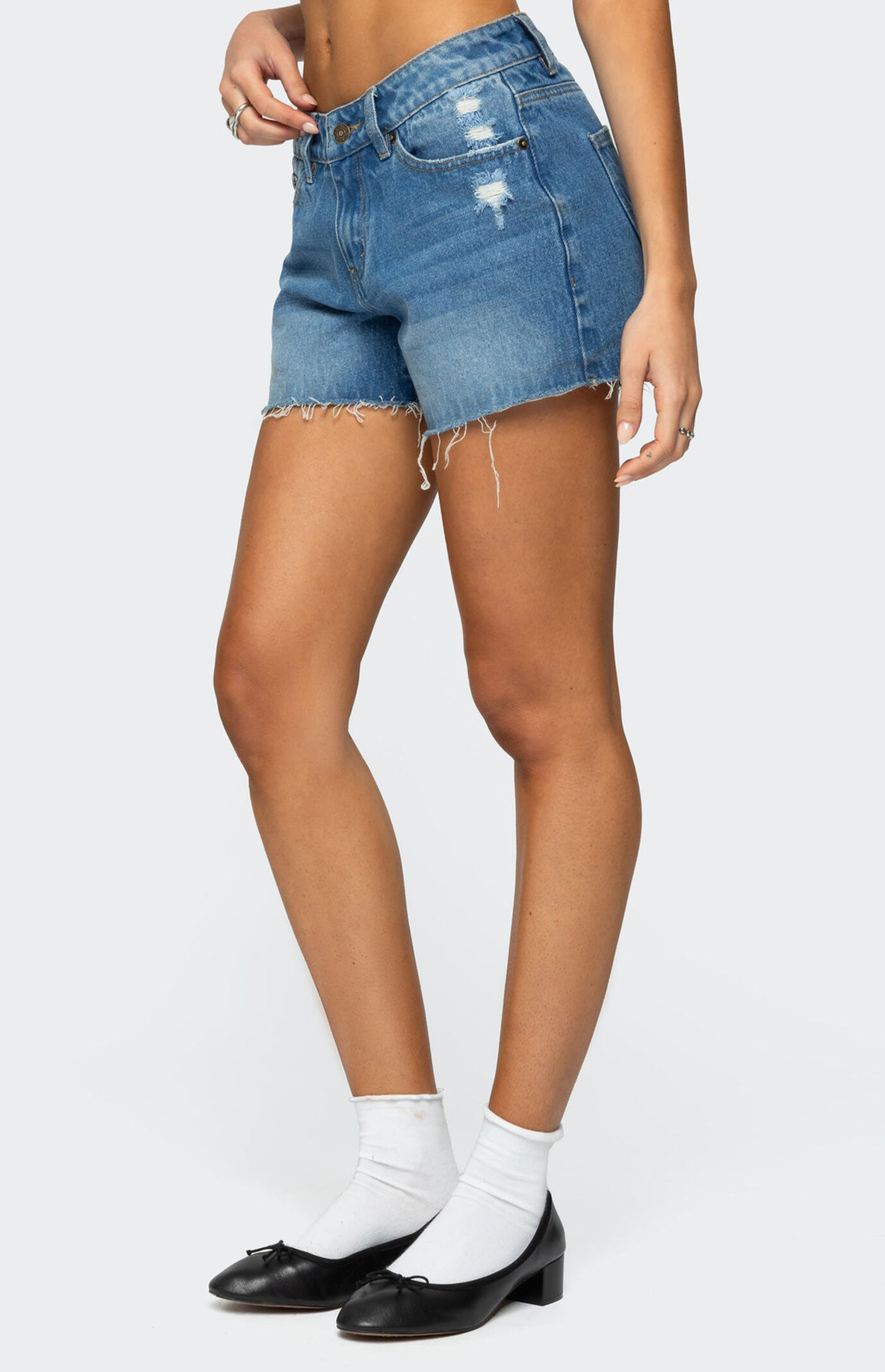 Edikted Scottie Low Rise Denim Shorts | PacSun