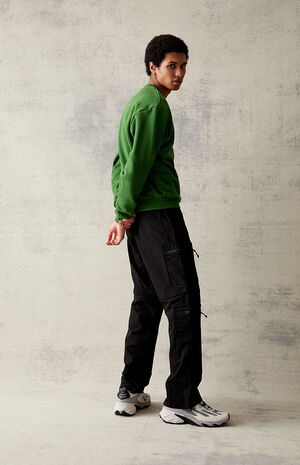 Nylon Black Zip Off Baggy Cargo Pants image number 2