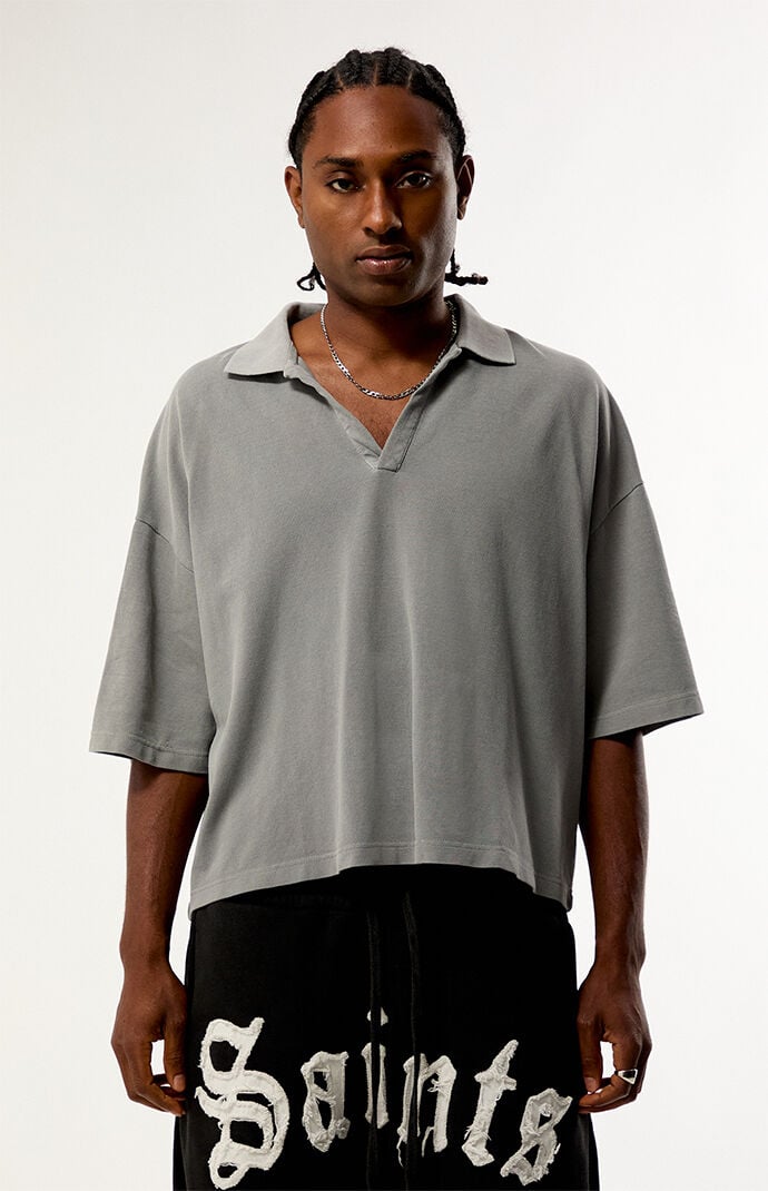 Pacsun Gray Solid Polo Shirt