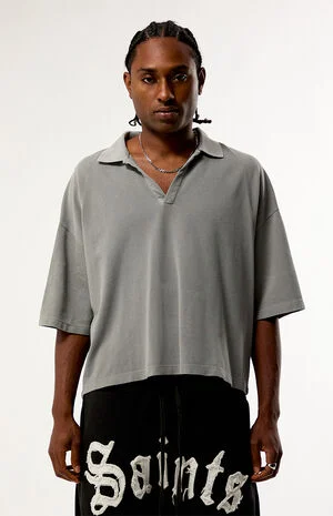 Gray Solid Polo Shirt image number 1