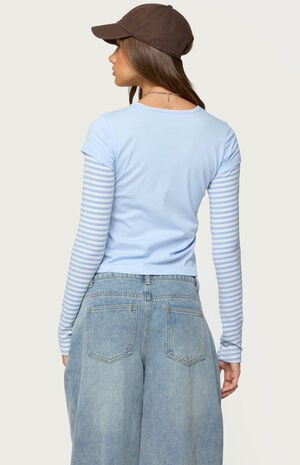 Stripey Layered Long Sleeve T-Shirt image number 3