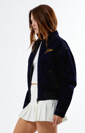 Dark Indigo Embroidered Denim Jacket image number 3