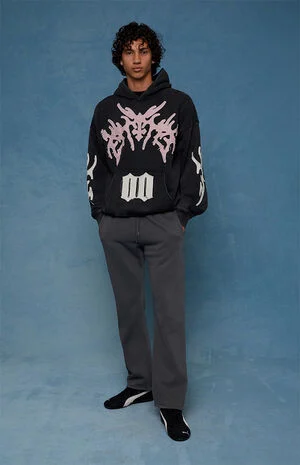 Washed Black Straight Leg Sweatpants image number 1