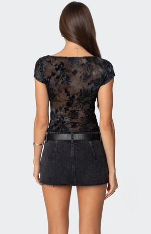 Lacey Mesh Cowl Neck Top image number 5