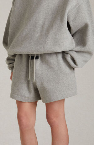 Essentials Dark Heather Oatmeal Running Sweat Shorts image number 4