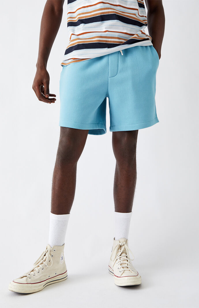 Blue Fleece Drawstring Volleyball Shorts