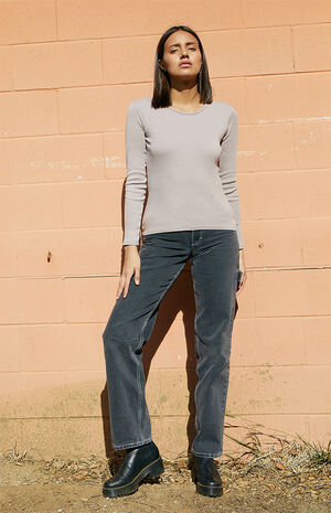 Mauve Hailie Basic Long Sleeve Top image number 2