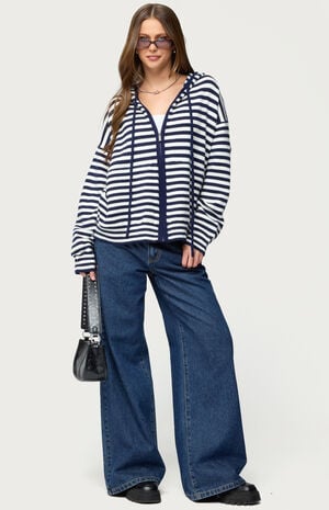 Safari Striped Knit Zip Up Hoodie image number 5